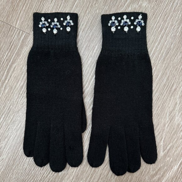 Ann Taylor Sparkling Embellished Soft Knit Gloves - Picture 1 of 7